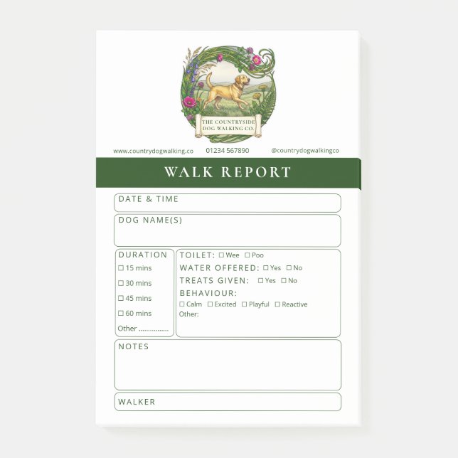 Hundetrainer-Feedback-Berichtsformular Labrador Post-it Klebezettel (Vorderseite)