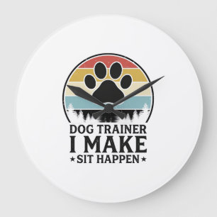 Hundetrainer I Bring Sit Happen Vintage Paw Shirt_ Große Wanduhr