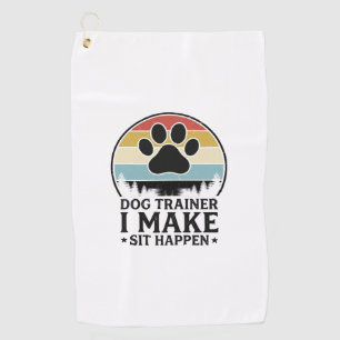 Hundetrainer I Bring Sit Happen Vintage Pfote Shir Golfhandtuch