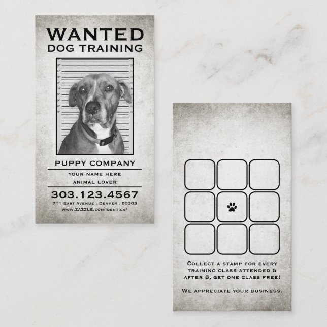 Hundetraining gewollt Plakatkarte Briefmarke Treuekarte (Vorne/Hinten)
