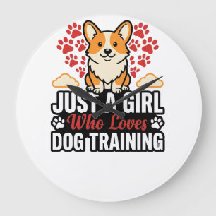 Hundetraining Mädchen Corgi Vintage Vector-Shirt-D Große Wanduhr