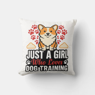 Hundetraining Mädchen Corgi Vintage Vector-Shirt-D Kissen