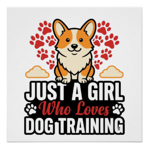 Hundetraining Mädchen Corgi Vintage Vector-Shirt-D Poster