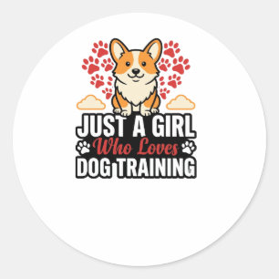 Hundetraining Mädchen Corgi Vintage Vector-Shirt-D Runder Aufkleber