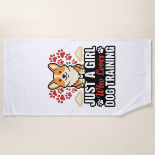 Hundetraining Mädchen Corgi Vintage Vector-Shirt-D Strandtuch