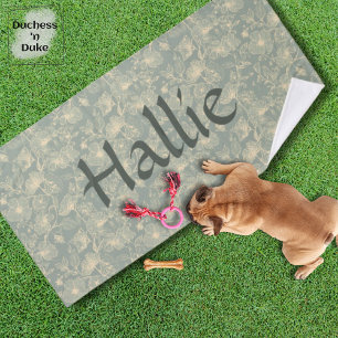 Hundetuch - Salbeigrün Botanisch, Personalisiert  Badehandtuch
