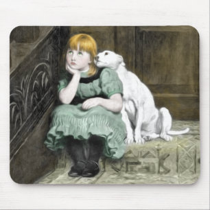 Hundeverehren Mädchen-viktorianische Malerei Mousepad