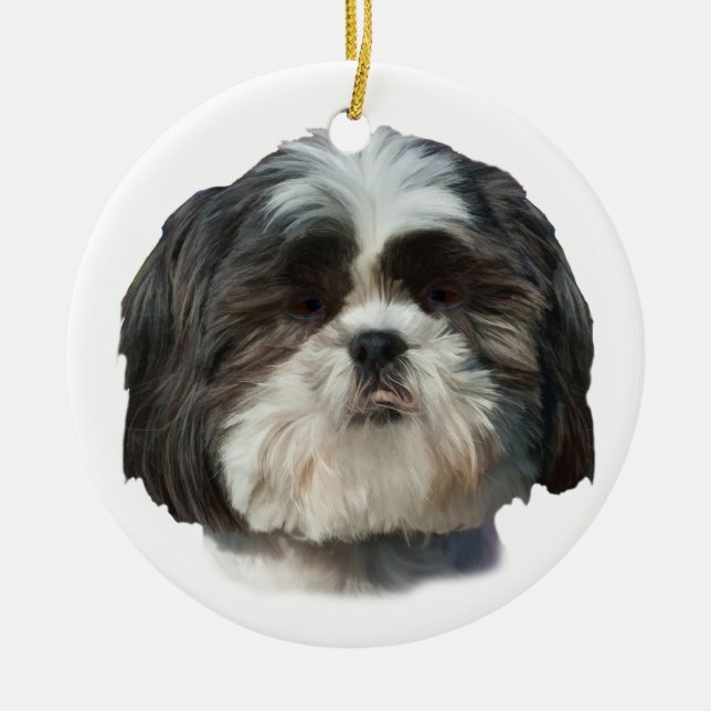 Hundeverzierung Shih Tzu Keramikornament (Vorne)