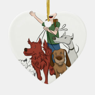 Hundewanderer-Cartoon Keramik Ornament