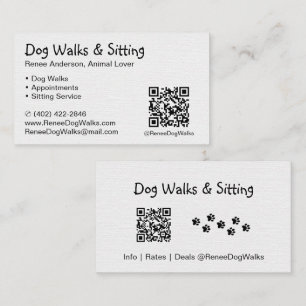 Hundewanderungen und Sitzen   QR Code Business Car Visitenkarte