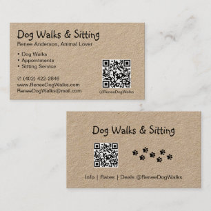 Hundewanderungen und Sitzen   QR Code Business Car Visitenkarte