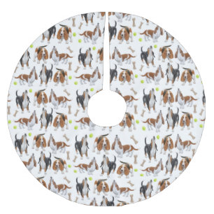 Hundeweihnachtsbaum-Rock HeulensBasset Hound Polyester Weihnachtsbaumdecke