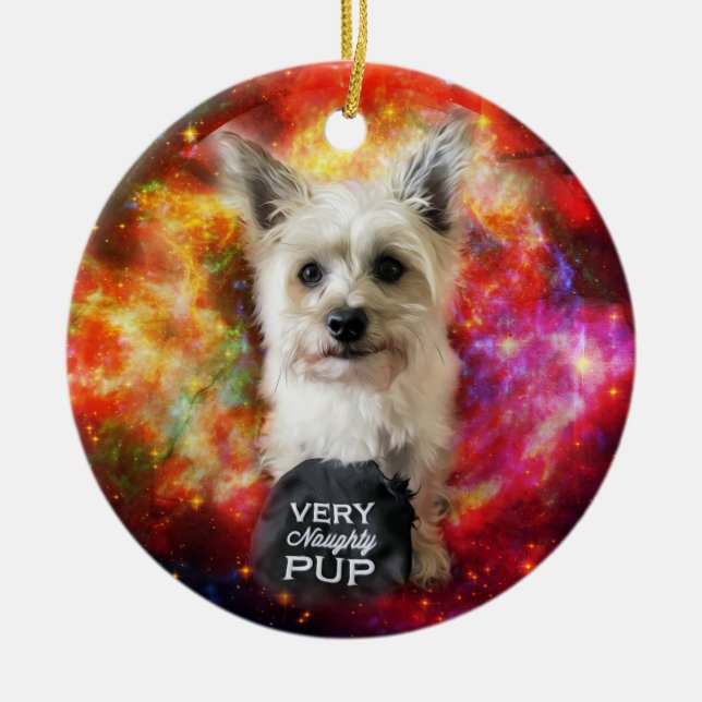 Hundeweihnachtsverzierung Steinhaufen-Terriers Keramik Ornament (Vorne)