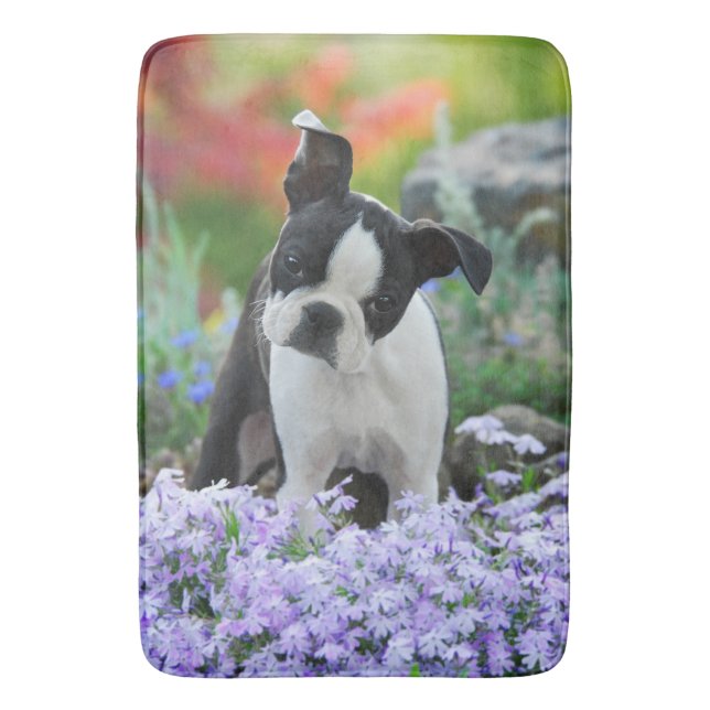 Hundewelpe Bostons Terrier Badematte (Vorderseite Vertikal)