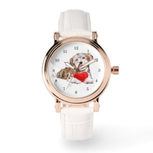 Hundewelpe mit Herz Geschenk für dich Liebesuhr Ge Armbanduhr