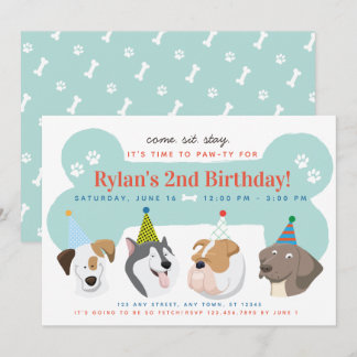 Hundewelpen-Geburtstags-Party Tatze-ty Einladung
