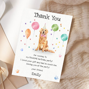 Hundewelpen Golden Retriever Geburtstags Dankeskar Einladung
