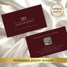 Hundezüchter QR-Code Zwinger-Monogramm Burgunder E Visitenkarte