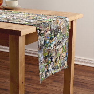 Hundfoto Collage, Tablecloth Kurzer Tischläufer