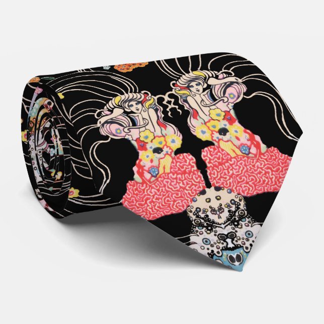 Hündin, Schwarz-weißes Klimt-Muster, CENTAUR Krawatte (Gerollt)