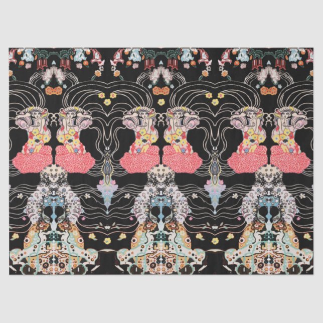 Hündin, Schwarz-weißes Klimt-Muster, CENTAUR Seidenpapier (Vorderseite)