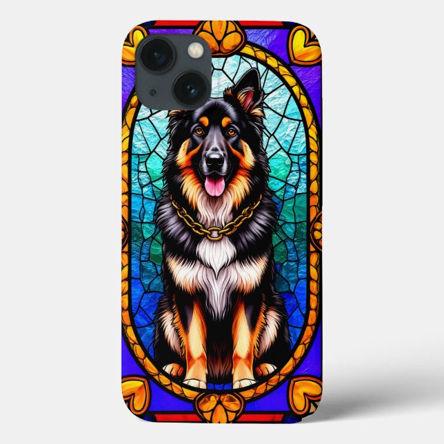 Hundportrait in verketteten Glasarmaturen Case-Mate iPhone Hülle (Rückseite)