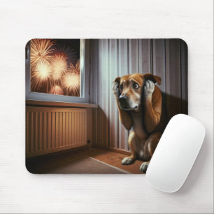Hundshund mit Fireworks verschont Mousepad