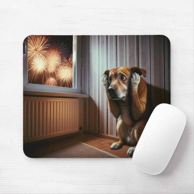 Hundshund mit Fireworks verschont Mousepad (Mit Mouse)