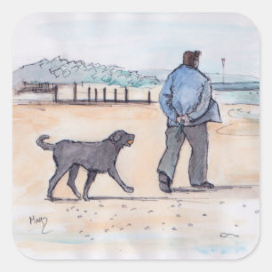 Hundspaziergang - 07 quadratischer aufkleber
