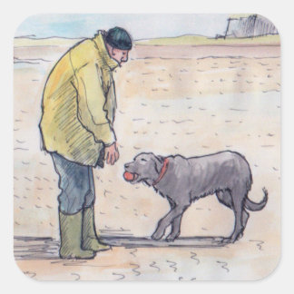 Hundspaziergang - 08 quadratischer aufkleber
