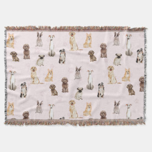 HundWelpe Wasserfarbe Hunde süß rosa Decke