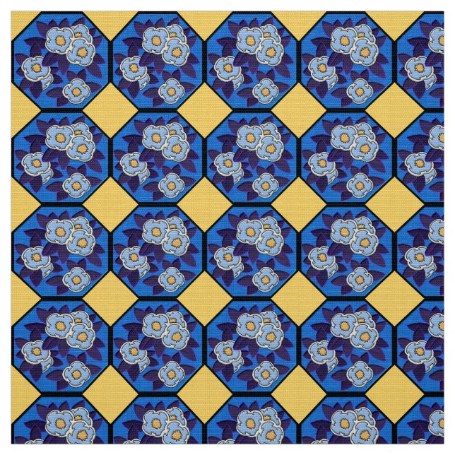 Hungarian Art Deco Royal Blue and Yellow Stoff (Muster)