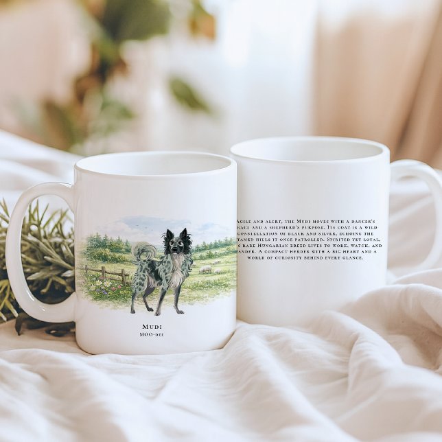 Hungarian Mudi | Watercolor Dog & Breed Quote Kaffeetasse (Von Creator hochgeladen)