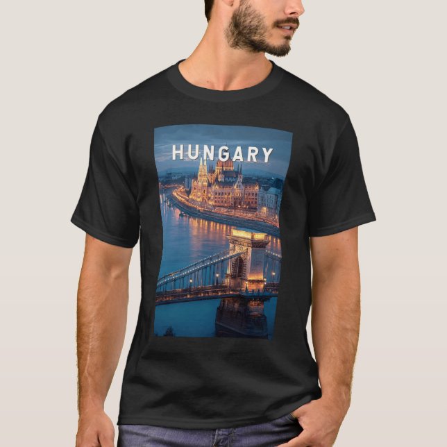Hungary Illustration Travel Art Vintage T-Shirt (Vorderseite)