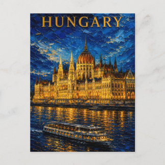 Hungary: Night Glow Budapest Art Souvenir Postkarte