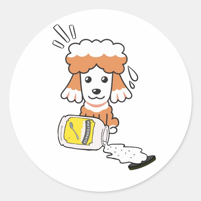 Hungebrüster Hund verschüttet Mayonnaise Runder Aufkleber (Vorderseite)