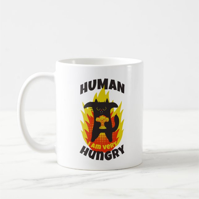 Hunger und wütende Katze. Gemeine Katze. Angry Cat Kaffeetasse (Links)