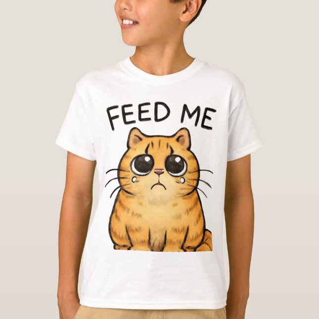 Hungerfestungen Cat Staring für Gastronomie T-Shirt (Vorderseite)