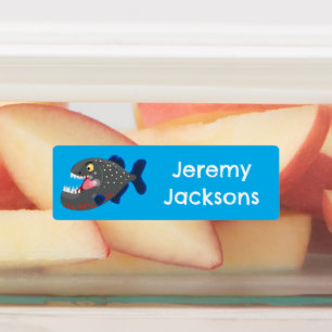 Hungerlustiger Piranha Cartoon personalisiert Etiketten