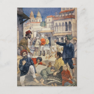 Hungersnot in Indien Postkarte
