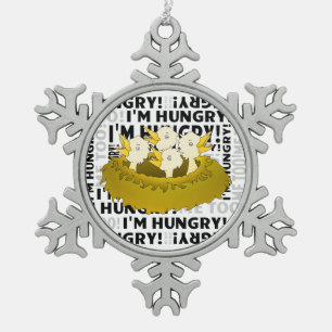 Hungervögel Schneeflocken Zinn-Ornament