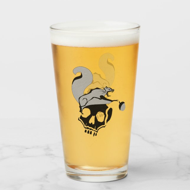 Hungrig Flying Gray Death Eichirrel Glas (Rückseite (gefüllt))