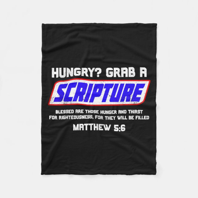 Hungrig schnapp dir eine Schriftstelle Lustiger Ch Fleecedecke (Vorderseite)
