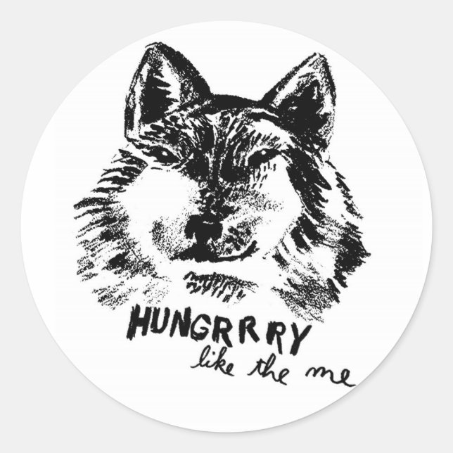 hungrig wie der Wolf Runder Aufkleber (Vorderseite)