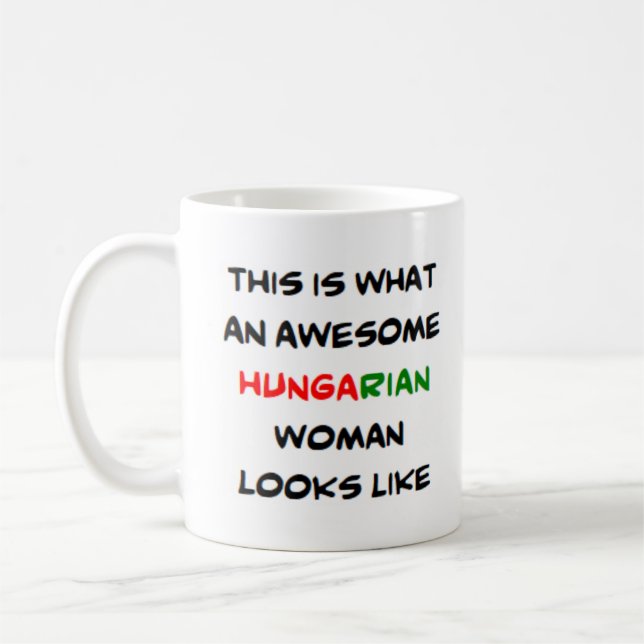 hungrige Frau, phantastisch Kaffeetasse (Links)