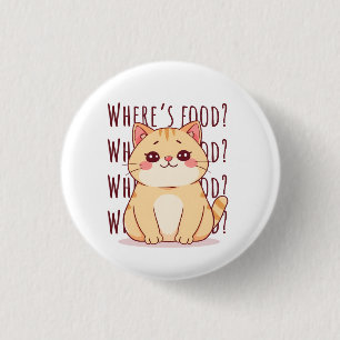 Hungrige Ingwerkatze  Button