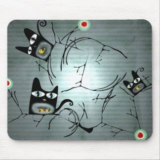 Hungrige Katzen und Tauben Mond Sonnenzweige Mouse Mousepad