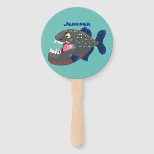 Hungrige lustige Piranha Cartoon Illustration Fächer