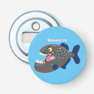 Hungrige lustige Piranha Cartoon Illustration Flaschenöffner