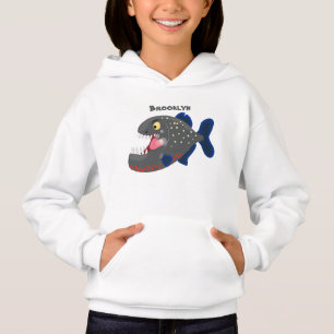 Hungrige lustige Piranha Cartoon Illustration Hoodie